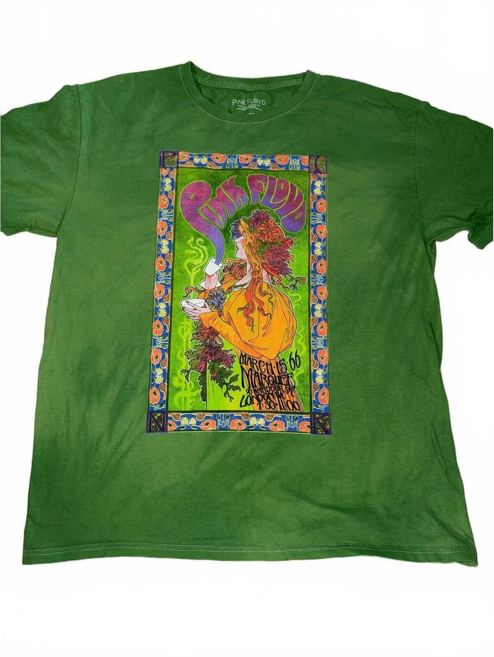 Pink Floyd Vintage Style Graphic T-Shirt Green XL Cotton